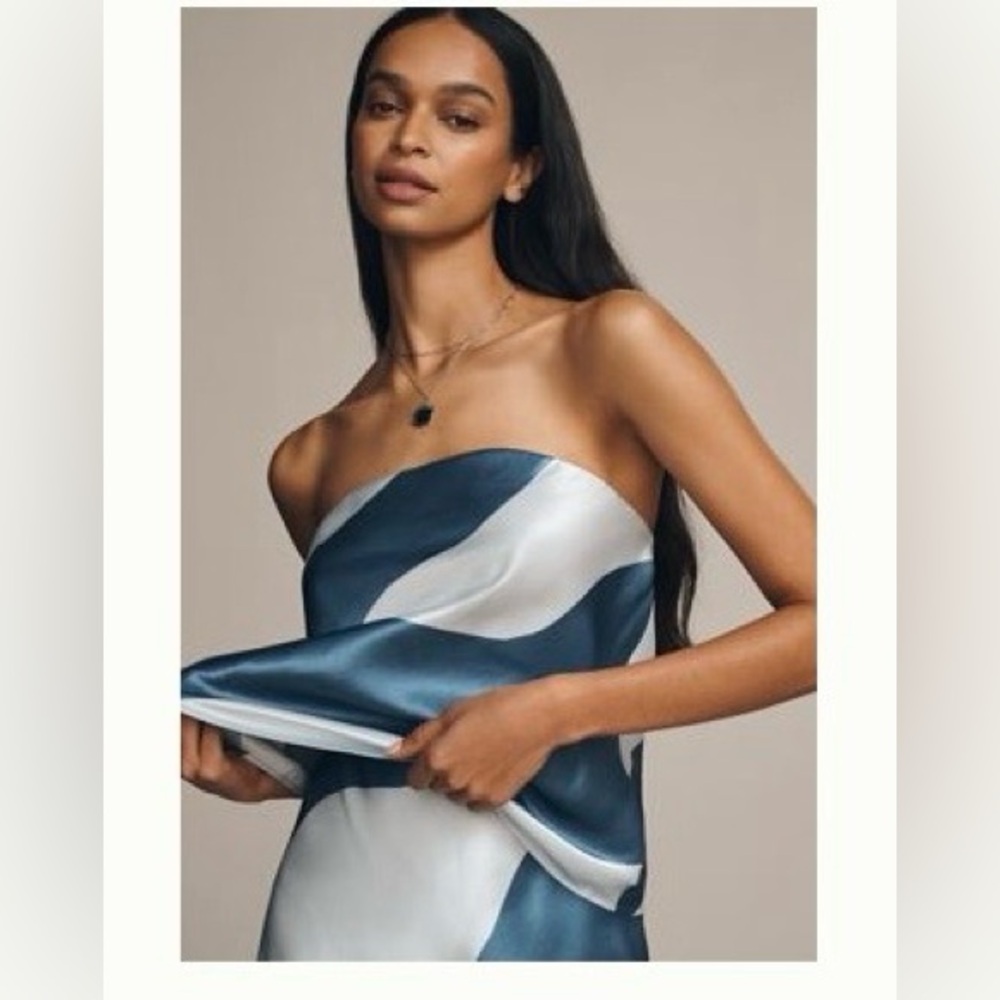 Anthropologie Strapless top in Blue and White